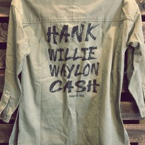 Country Music Military Outlaw Patched Jacket Large